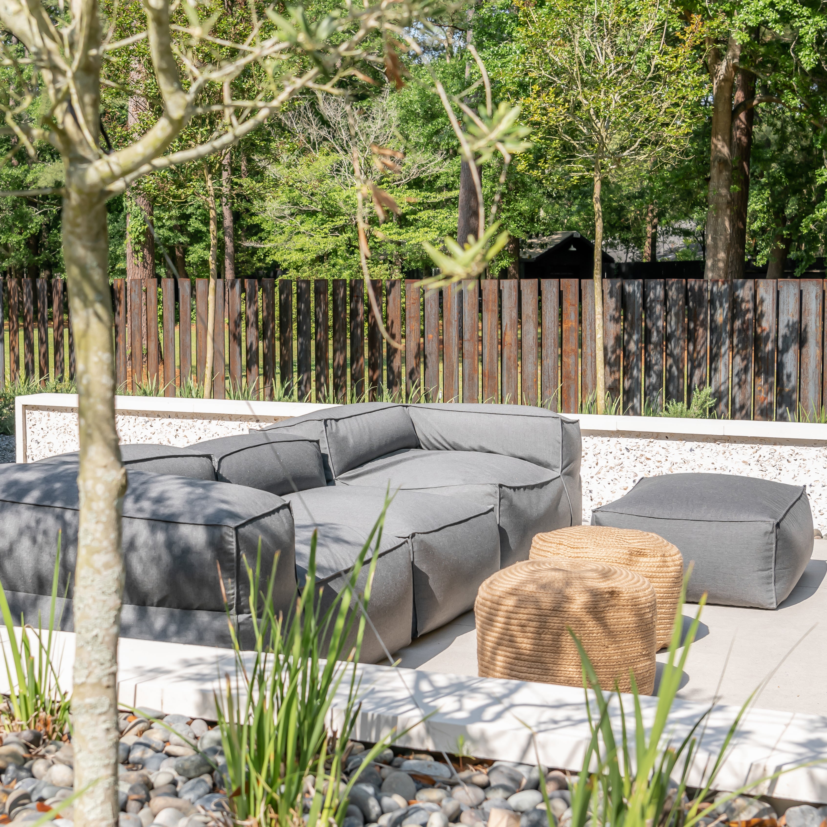 Braided Natural Pouf